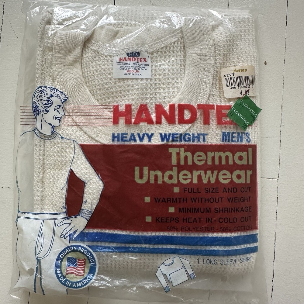 1970s/80s Handtex Vintage Heavyweight Thermal Shirt Waffle Size Medium NOS