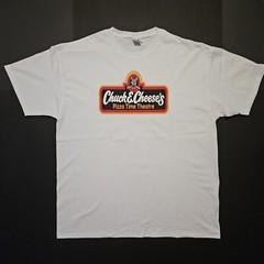 Free Same Day Shipping 1980’s Logo Chuck E. Cheese’s White Shirt New S-XL
