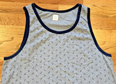 J.CREW 100% Cotton Men’s Gray Tank Top w Navy Blue Anchor Print – Size Large