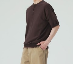 (ASK availability first) Henley Neck Short Sleeve Knit (Moisture-Wicking) new