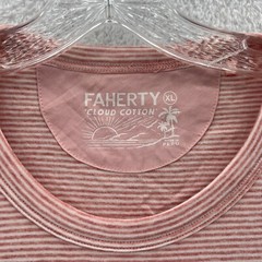 Faherty Striped Shirt Mens XL Orange Cloud Cotton Soft Short Sleeve Tee *B4 New