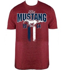 Ford Mustang Shirt 1964 Pony Tri Bar Stripes Heather Crimson Mens Medium-XL