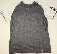Free Planet Men’s L Gray with White Sleeve Military Style Decal T-Shirt Cotton