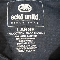 Ecko Unltd T Shirt Mens L Black White Polka Dot Cotton Straight Hem Short Sleeve