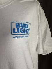 Bud Light NFL Logo T-Shirt White Adult Short Sleeve Shirt Size Large