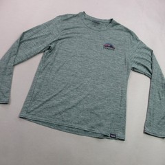 Patagonia Shirt Mens Small Long Sleeve Crew Neck Green Outdoor Lightweight
