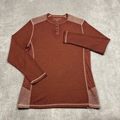 BKE Buckle Black Label Henley T Shirt Orange Long Sleeve Mens Size Large