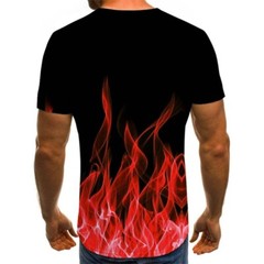 Men Short Sleeve O-Neck T-Shirt Flame 3D Graphic Print Funny Slim Top Streetwear