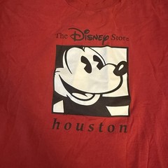 Vintage Disney Store Houston Mickey Mouse T-shirt Made In USA Irregular S Red
