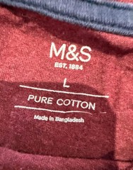M&S Pure Cotton T-Shirt – Burgundy – Size L