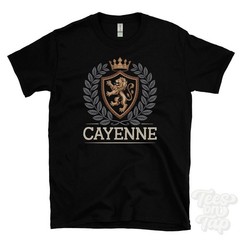 CAYENNE FANTASY COAT OF ARMS T-SHIRT novelty parody family name crest