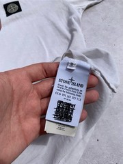 Stone Island Mens Medium M Off White Chalk T-Shirt Left Chest Badge Logo Top