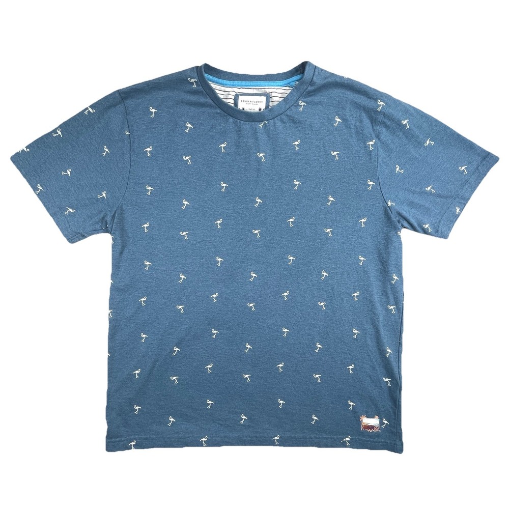 Denim & Flower Ricky Singh T-Shirt Men’s XL Flamingo Theme Soft Fabric t-shirt