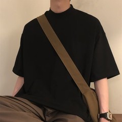 Half Turtleneck Short Sleeve Shirt for Men in Casual Style and Comfort