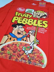 Cakeworthy x Fruity Pebbles Cereal Long Sleeve T-Shirt Top Red The Flintstones
