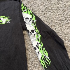 Misery World Wide Tee T Flames Shirt Men’s Size Small S Long Sleeve Black Skulls