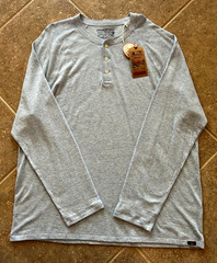 Faherty Cloud Henley T Shirt Mens XXL Light Blue Heather Long Sleeve $98 NWT