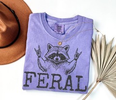 Feral Raccoon Shirt Funny Sarcastic Raccoon Graphic Unisex Retro Animal Tee Gift
