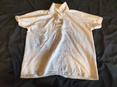 White Gildan Ultra Cotton Button Neck T-Shirt [Large]