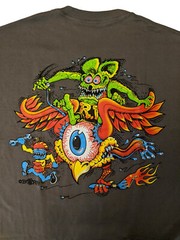 Men’s Ed Big Daddy Roth Rat Fink Flying Eye Hot Rod Gray Cotton T-Shirt M-3XL