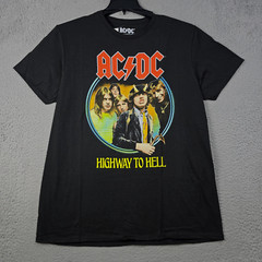 ACDC Shirt Mens LARGE L BLACK NEW HIGHWAY TOO HELL CONCERT TOUR ROCK Music NWT
