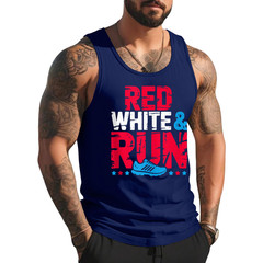 Red White & Run Patriotic Runner Fourth of July Race Tank Top