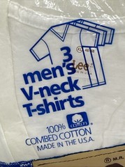 Vintage LEE V-Neck T Shirts Size XL 46/48 USA 100% Combed Cotton White NEW NOS