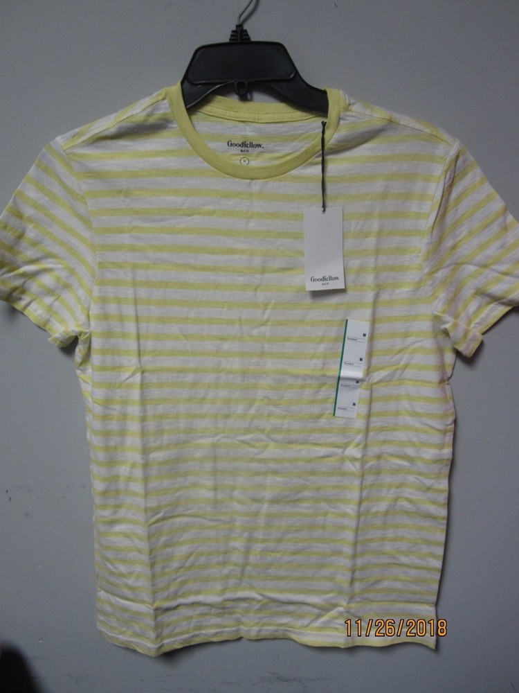 GoodFellow & Co Men’s Striped Silent Lime Crew Neck Standard Fit T-Shirt Size M