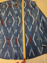 Foundry Men’s 3XLT Super Plush Aztec Prints Denim Button Down Long Sleeve Shirt