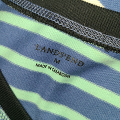 3005) NWOT LANDS’ END medium Mens tee shirt crew neck cotton striped new