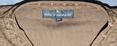 Stacy Adams Brown Geometric Pattern AOP Short Sleeve T 2XL Made in USA Vintage