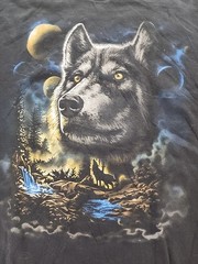 Black Wolf Graphic NatureT Shirt Sz Lg Mens Easy Care 100% Cotton Short Sleeve