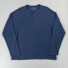 Faherty Henley Shirt Mens XL Blue Navy Cloud Cotton Textured Long Sleeve