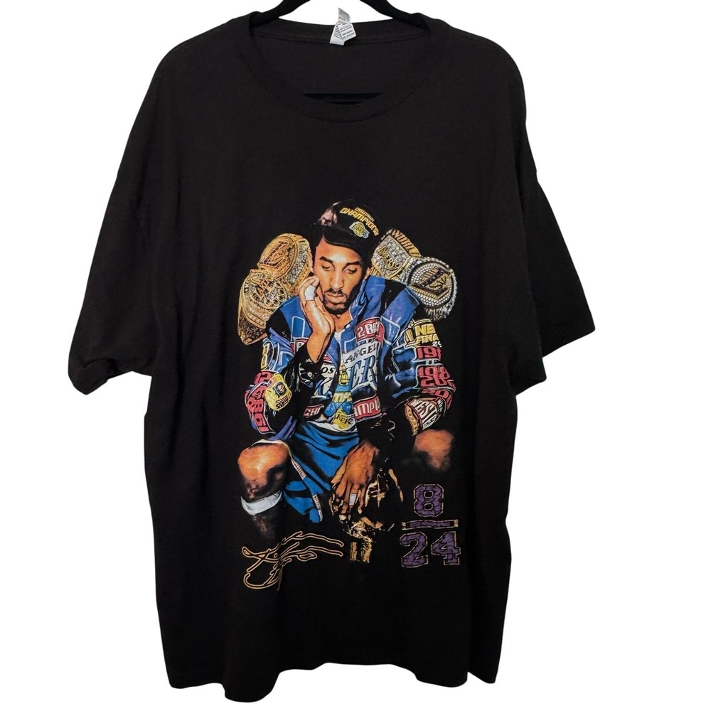 Kobe Championship Rings Black Graphic T-Shirt 2X