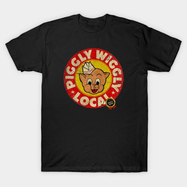 Vintage Piggly Wiggly Style T-Shirt Retro Grocery Store Mascot Sign Graphic Tee