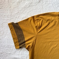 Casa Moda Couture Mustard Yellow Greek Geometric Stripe Pattern T-Shirt Mens 2XL