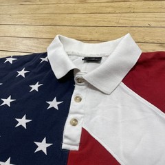 Redhead American Flag Shirt Men L vtg 90s y2k Asymmetric Cut &Sew Red White Blue