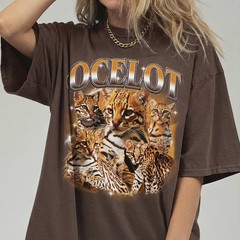 Vintage Ocelot Comfort Tee Bootleg Style Animal Graphic