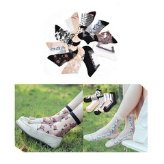 10 Pairs Women’s Spring Summer Floral Transparent Thin Short Silk Socks