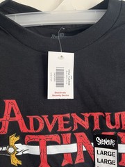 Adventure Time Black Graphic T-Shirt Size Large Short Sleeve Cartoon Network NEW
