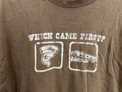 VTG Which Came First Gradient Sun Faded Thrashed Distressed Worn WIP T-Shirt XL