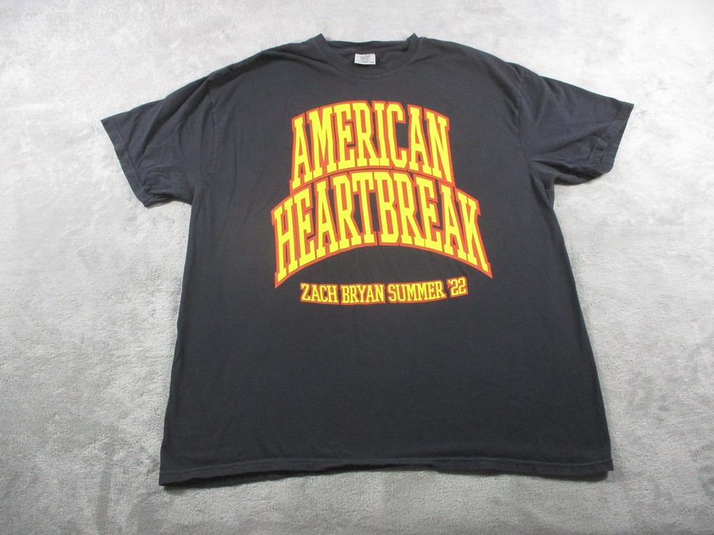 Zach Bryan American Heartbreak Shirt Mens 2XL Black Comfort Colors Tour Tee