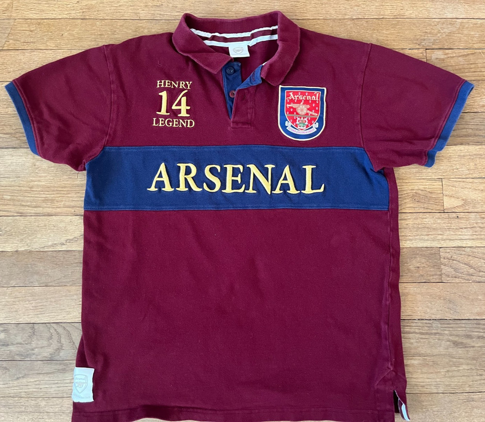 OFFICIAL ARSENAL THIERRY HENRY POLO COLLARED VINTAGE RETRO RARE LEGEND SHIRT UK