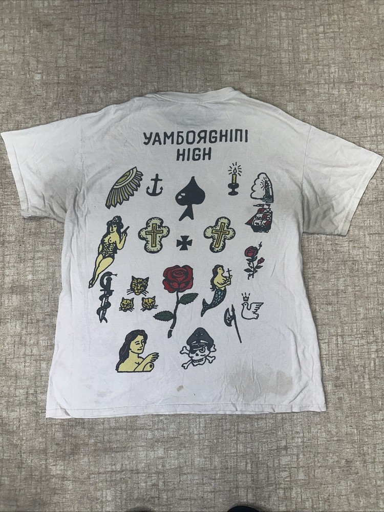 ASAP Rocky AWGE Yamborghini High Rose Tee Shirt ASAP Mob White STAINED READ