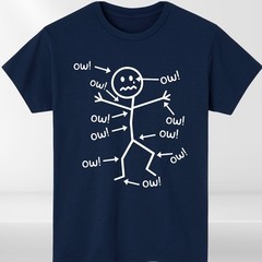 Funny Stick Figure ‘Ow’ T-Shirt Sarcastic Pain Humor Graphic T Shirt Unisex Tee