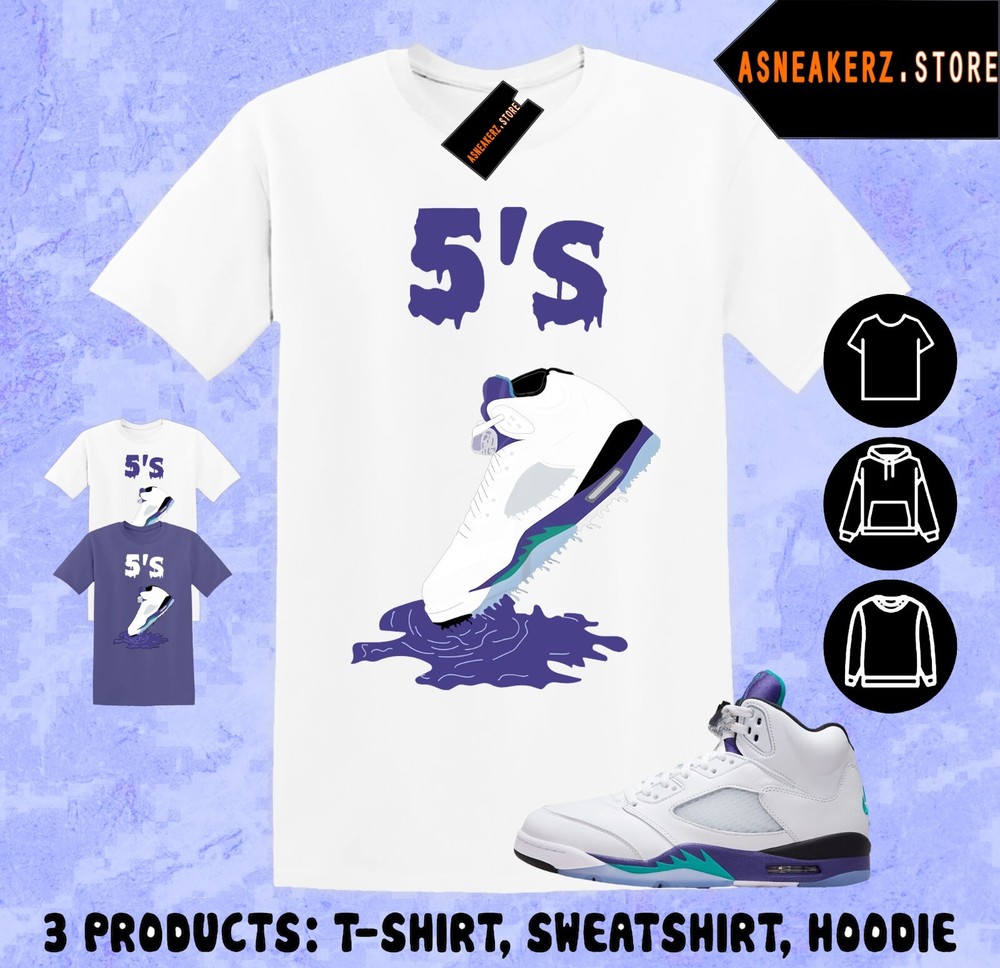 Tee Shirt Matching AJ 5 Grape 2025 To Match Sneaker Shoe Dripping 5s T-Shirt