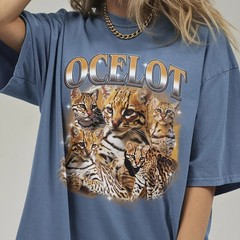 Vintage Ocelot Comfort Tee Bootleg Style Animal Graphic