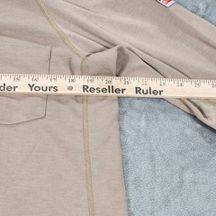 Bulwark FR Shirt Mens Medium Beige Henley Long Sleeve Flame Resistant Workwear