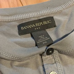 Banana Republic Mens XXL Gray Blue Long Sleeve Cotton Henley Shirt