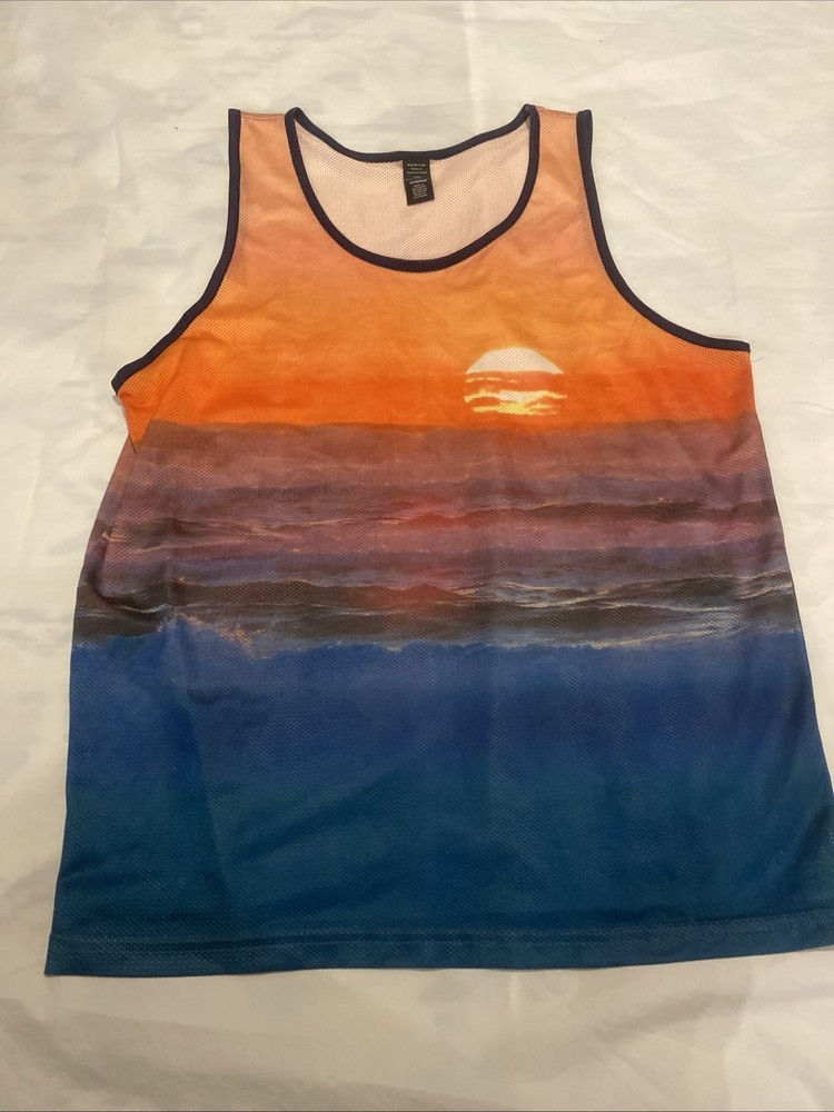 American Eagle Tank Top Sz L Sunset Swimwear Crush Ocean Y2K